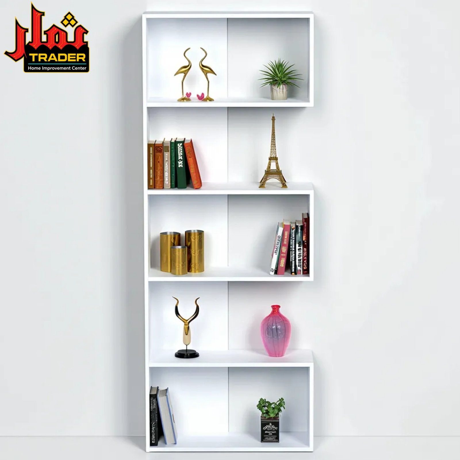 Modern Black Bookshelf | 5-Tier Decorative Display & Storage Rack - Image 4