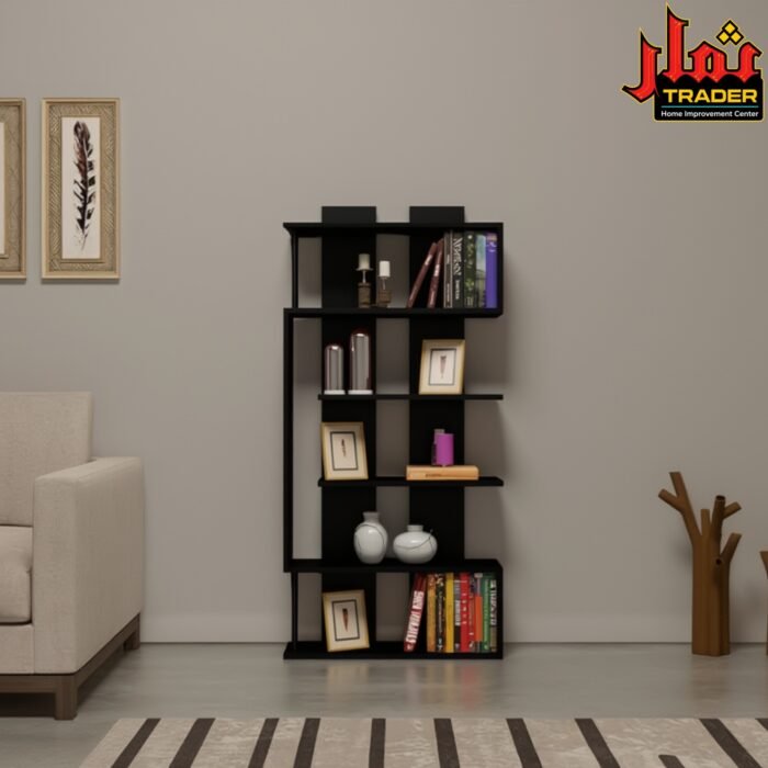 Modern Black Bookshelf | Multi-Tier Decorative Book Rack & Display Shelf