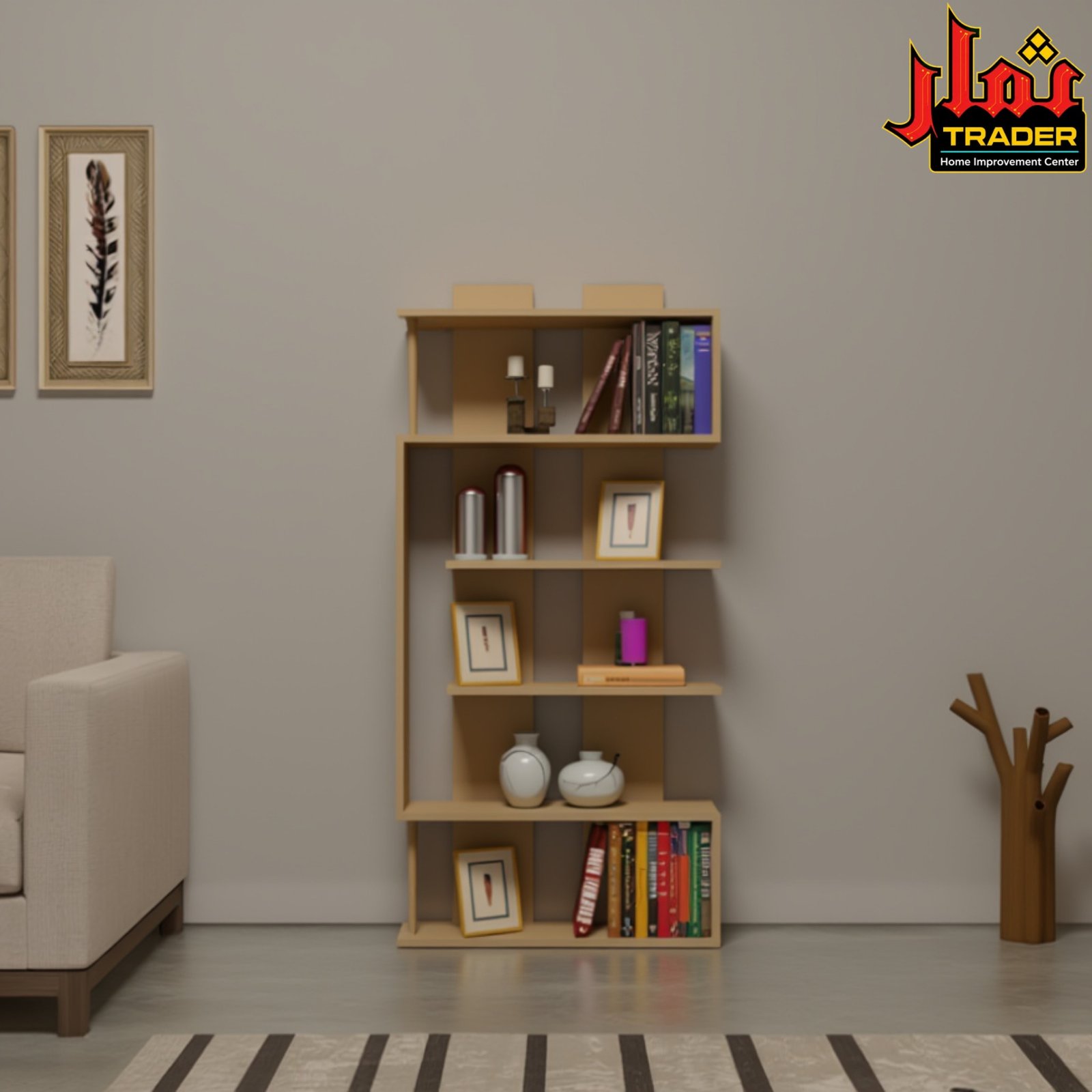 Modern Black Bookshelf | Multi-Tier Decorative Book Rack & Display Shelf - Image 3