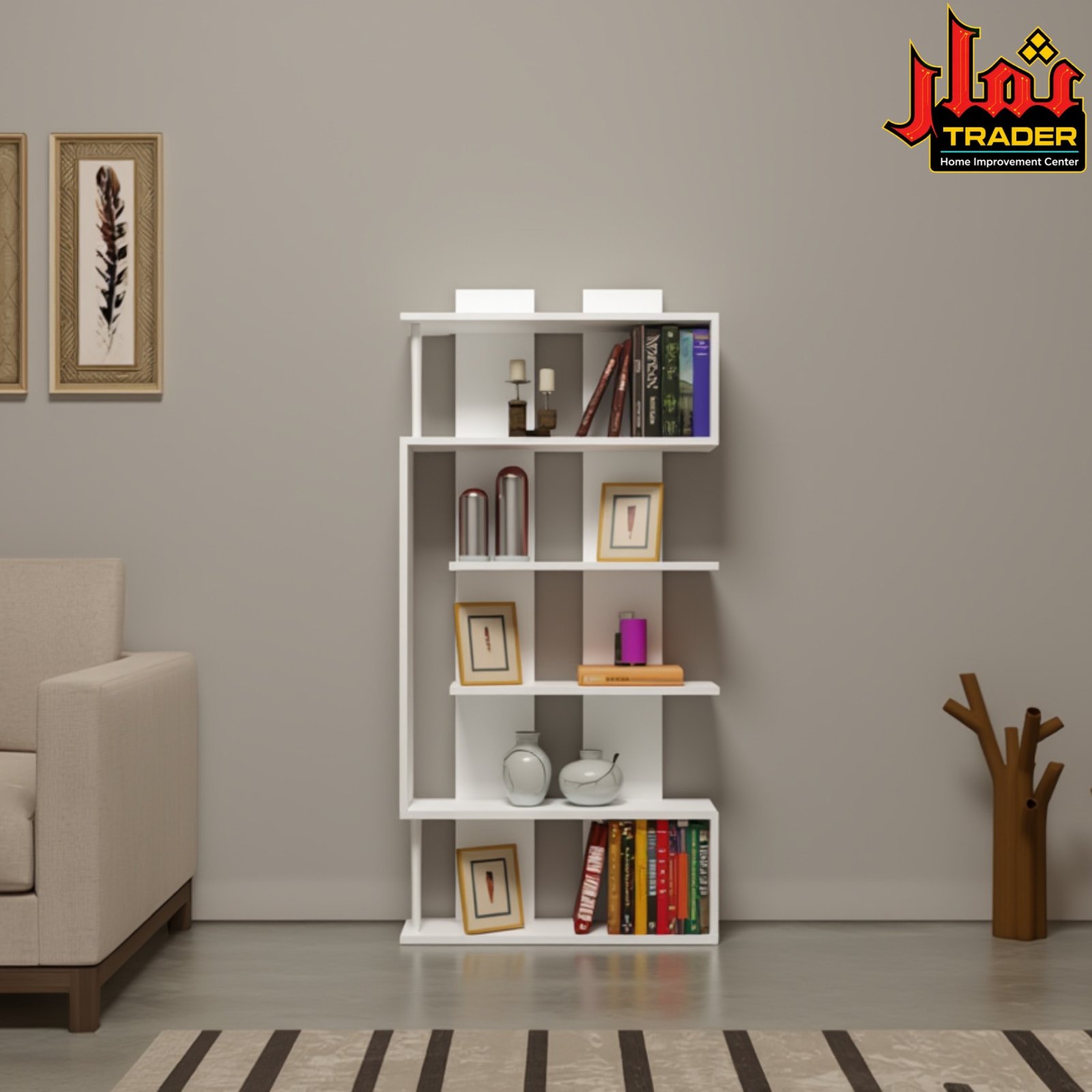 Modern Black Bookshelf | Multi-Tier Decorative Book Rack & Display Shelf - Image 4