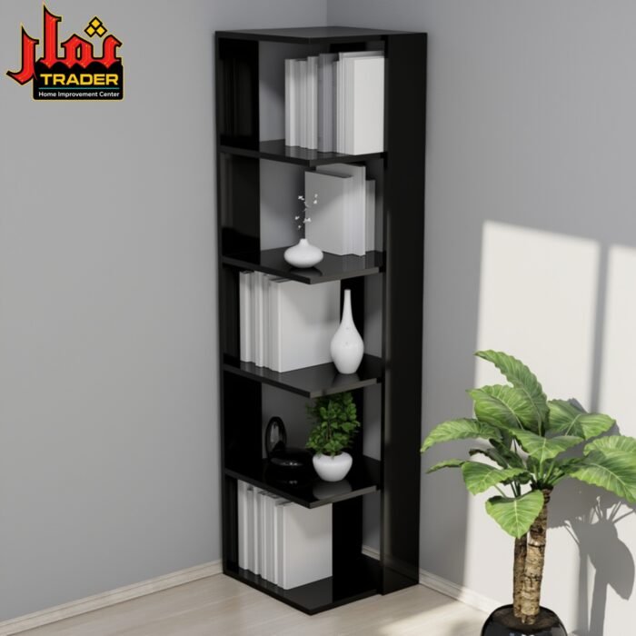 Modern Black Bookshelf | 5-Tier Open Book Rack & Decorative Display Shelf