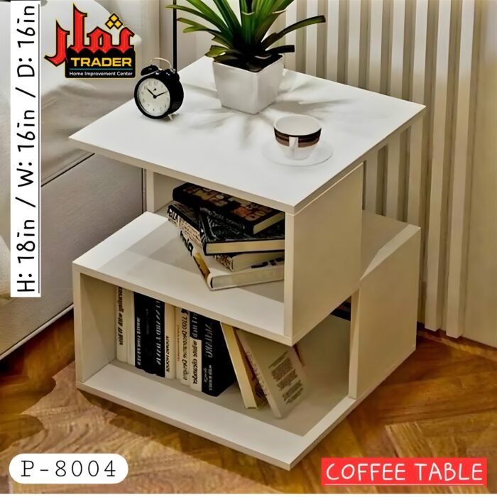 Modern Wooden Side Table with Storage Shelves | Living Room Center Table Pakistan