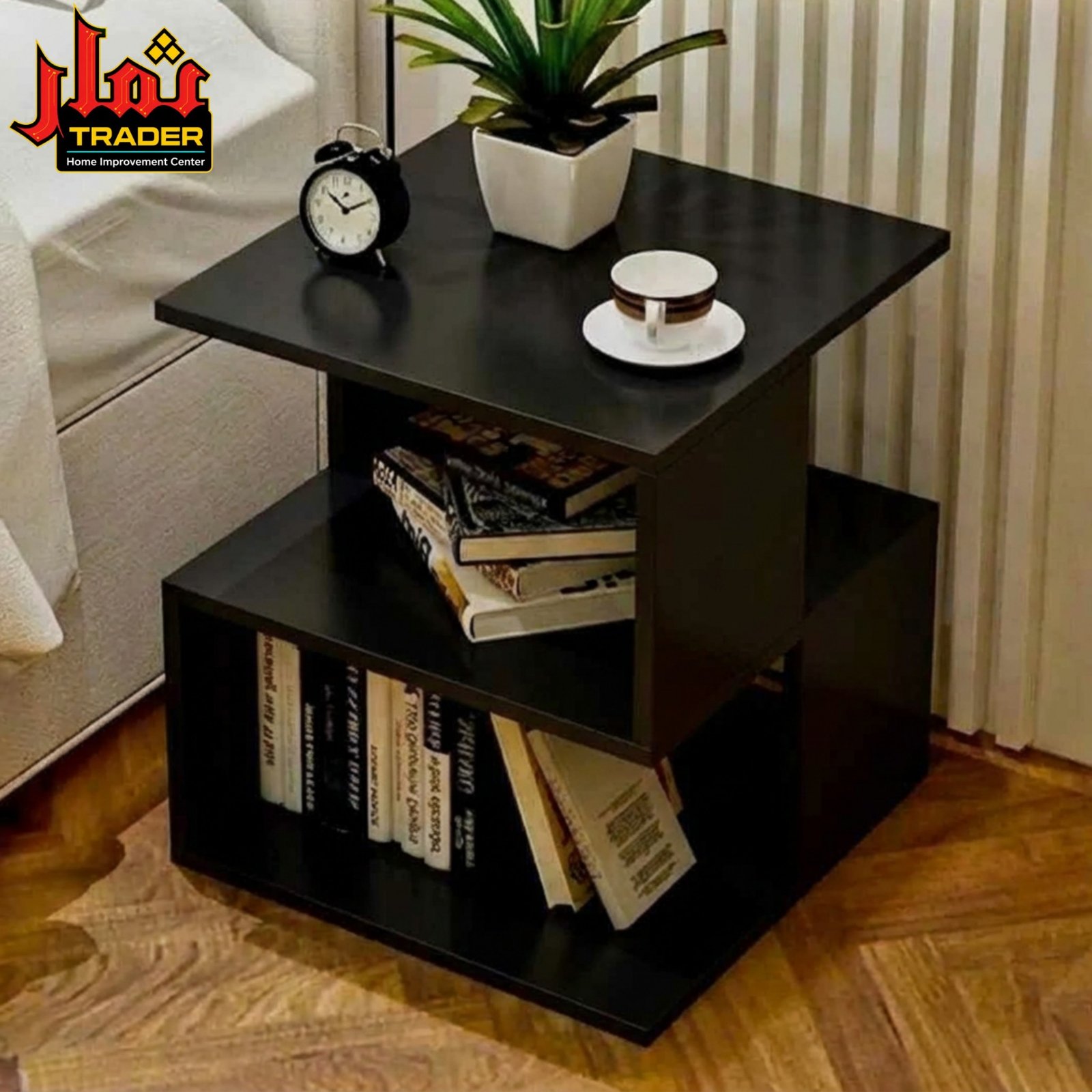 Modern Wooden Side Table with Storage Shelves | Living Room Center Table Pakistan - Image 3
