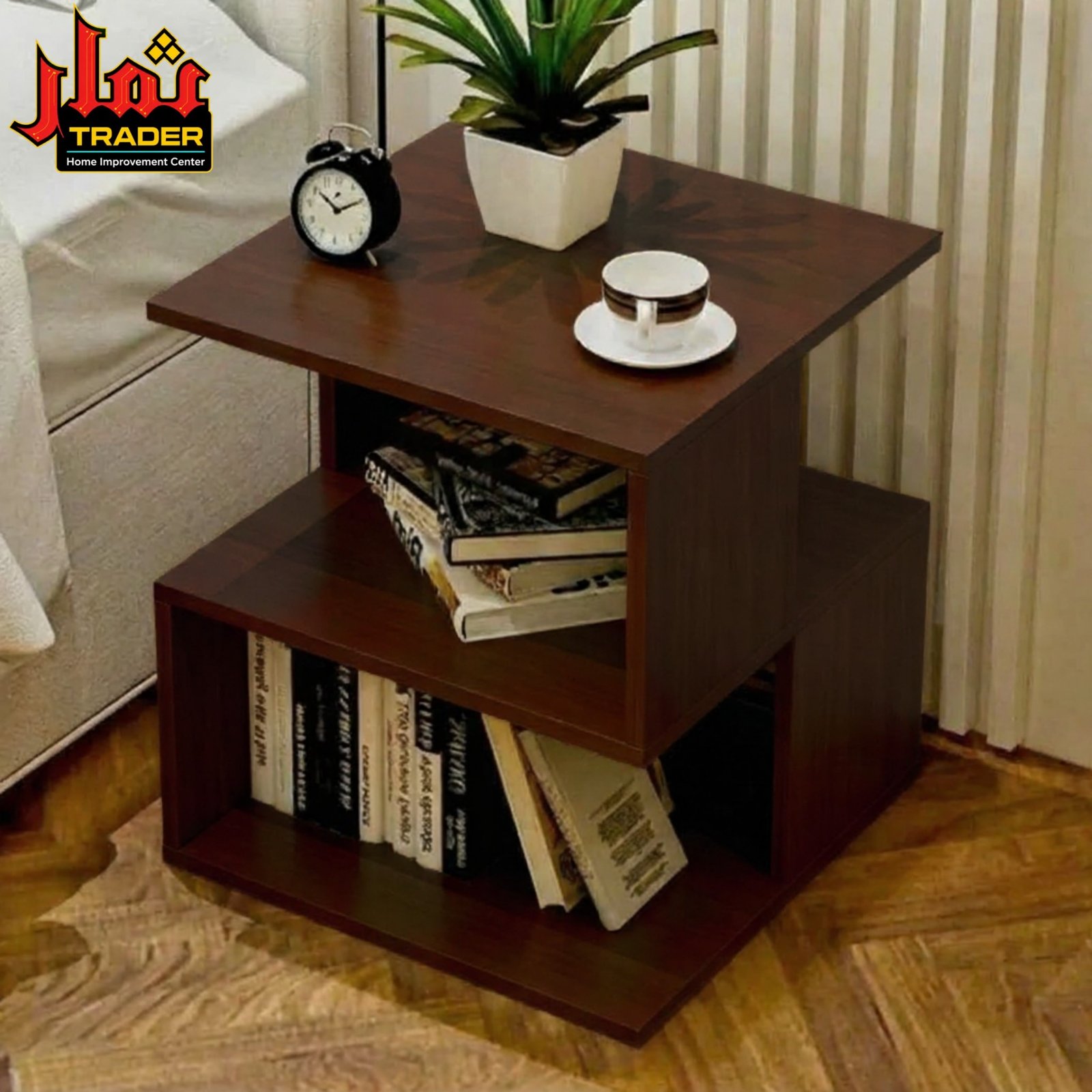 Modern Wooden Side Table with Storage Shelves | Living Room Center Table Pakistan - Image 4