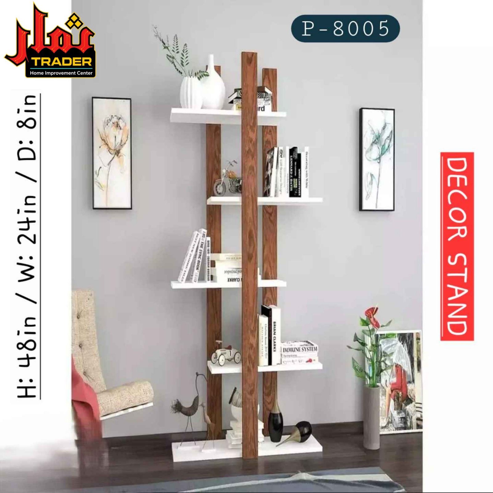 Modern Black Bookshelf | Tall Decorative Book Rack & Open Display Shelves - Image 5