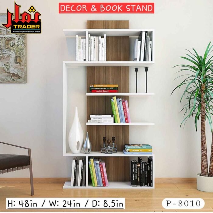 Modern White & Wood Bookshelf | Decorative Book Rack & Display Shelves