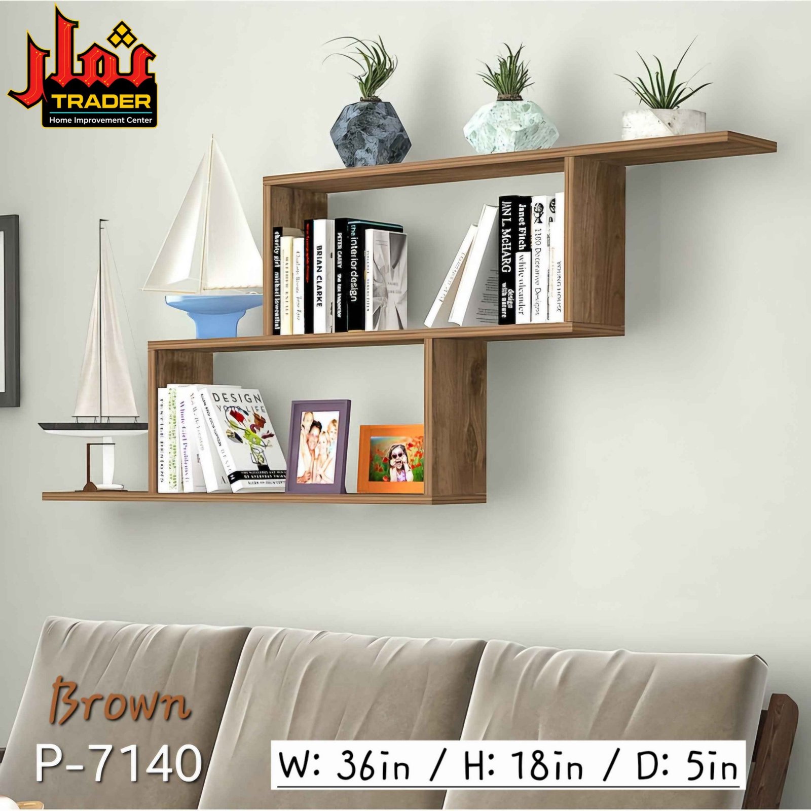 Modern Black Wall Mounted Shelf with Open Storage Compartments | Floating Display Shelf & Decor Rack Pakistan - Image 4