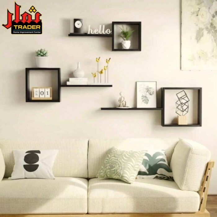 Modern Black Floating Wall Shelves | Decorative Display Wall Shelves