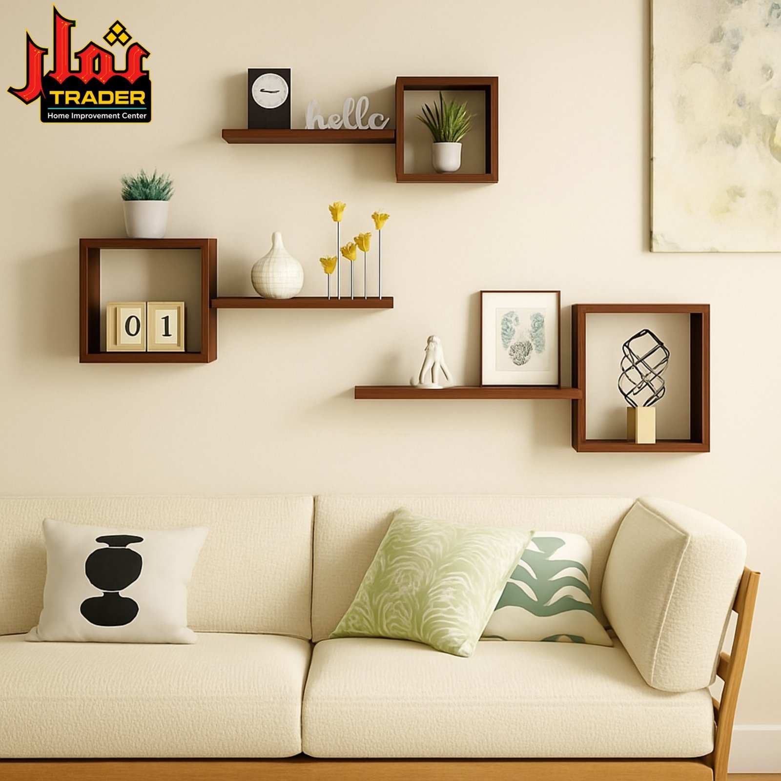 Modern Black Floating Wall Shelves | Decorative Display Wall Shelves - Image 2