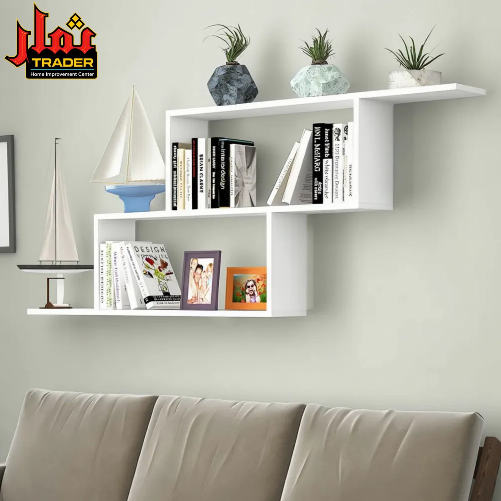 Modern Black Wall Mounted Shelf with Open Storage Compartments | Floating Display Shelf & Decor Rack Pakistan - Image 3