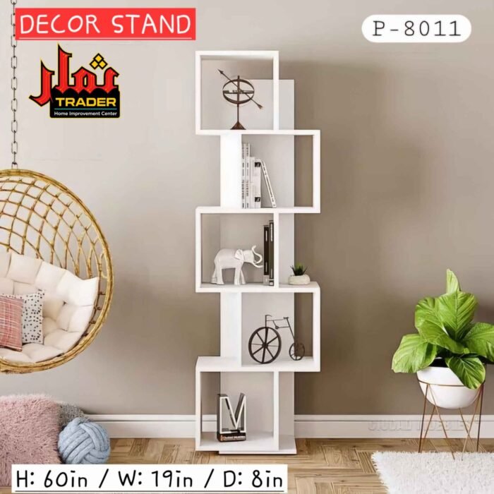 Modern White Decorative Corner Stand | Tall Display Shelf & Décor Rack