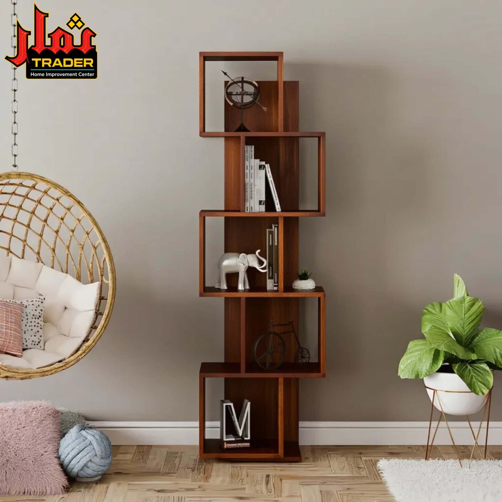 Modern White Decorative Corner Stand | Tall Display Shelf & Décor Rack - Image 4