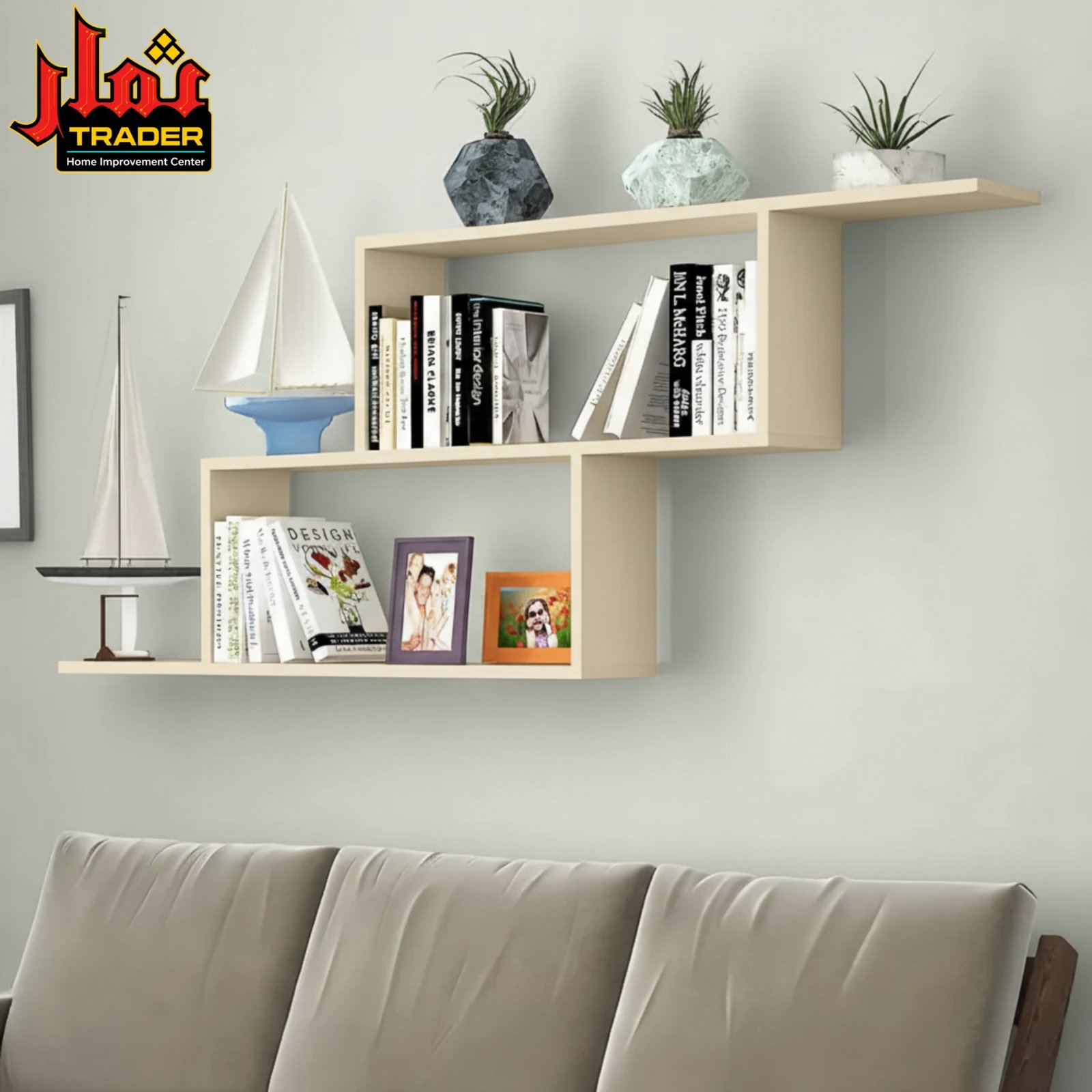 Modern Black Wall Mounted Shelf with Open Storage Compartments | Floating Display Shelf & Decor Rack Pakistan - Image 5