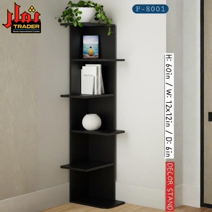 Modern Wooden Decor Stand with Multiple Open Shelves | Decorative Display Shelf & Storage Stand Pakistan