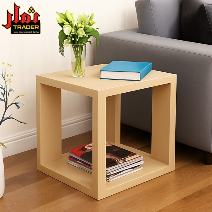 Dark Brown Wooden Side Table | Modern Square End Table with Open Shelf