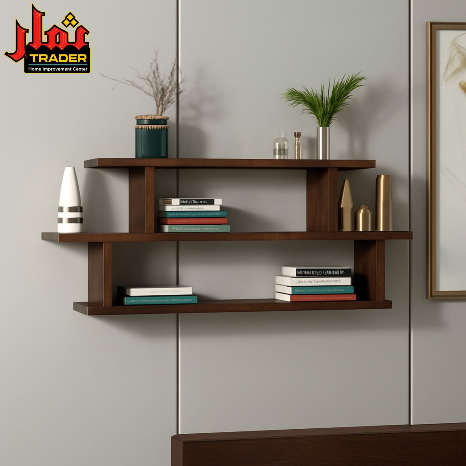 Modern White Wall Mounted Shelf with Open Storage Compartments | Floating Display Shelf & Wall Rack Pakistan - Image 5