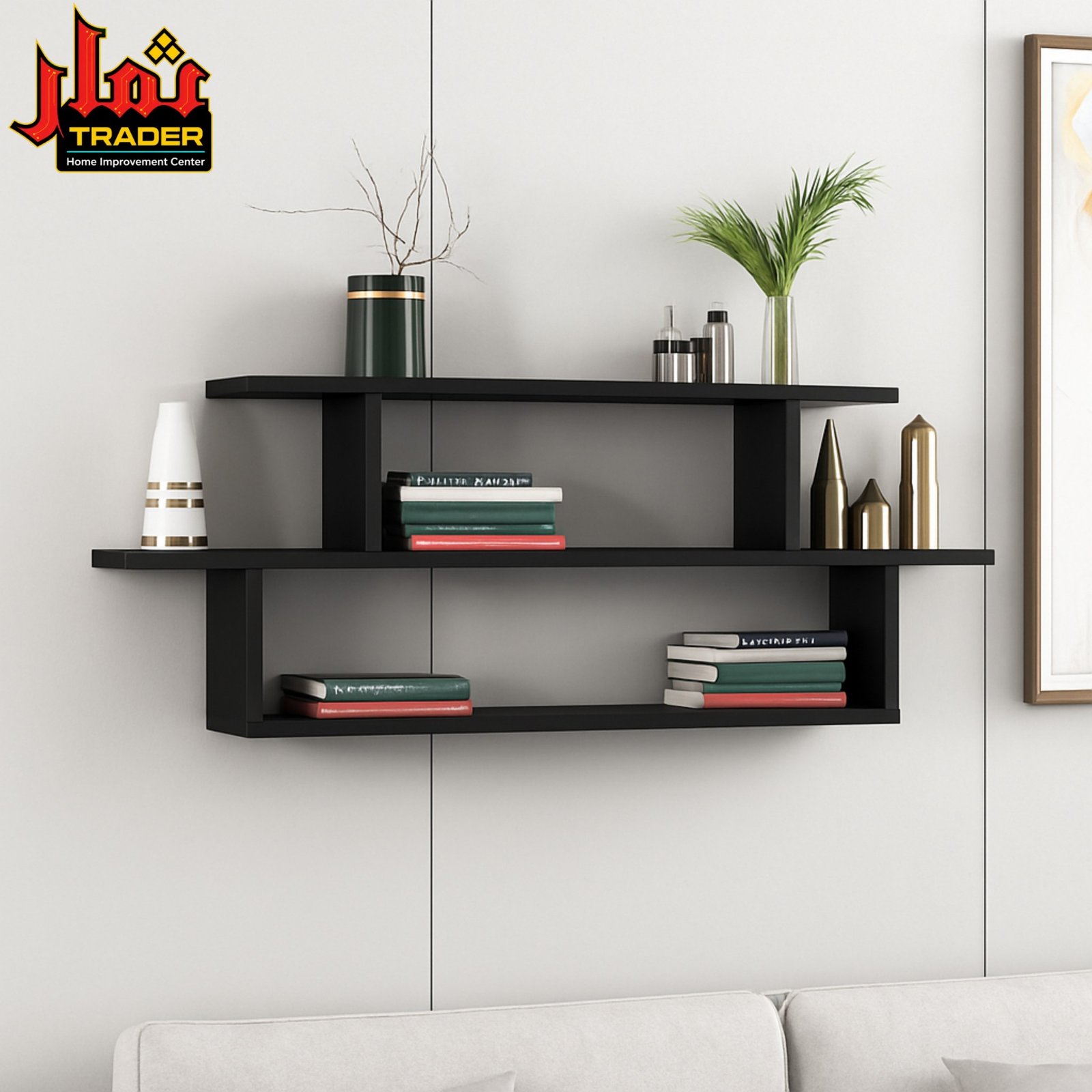 Modern White Wall Mounted Shelf with Open Storage Compartments | Floating Display Shelf & Wall Rack Pakistan - Image 4