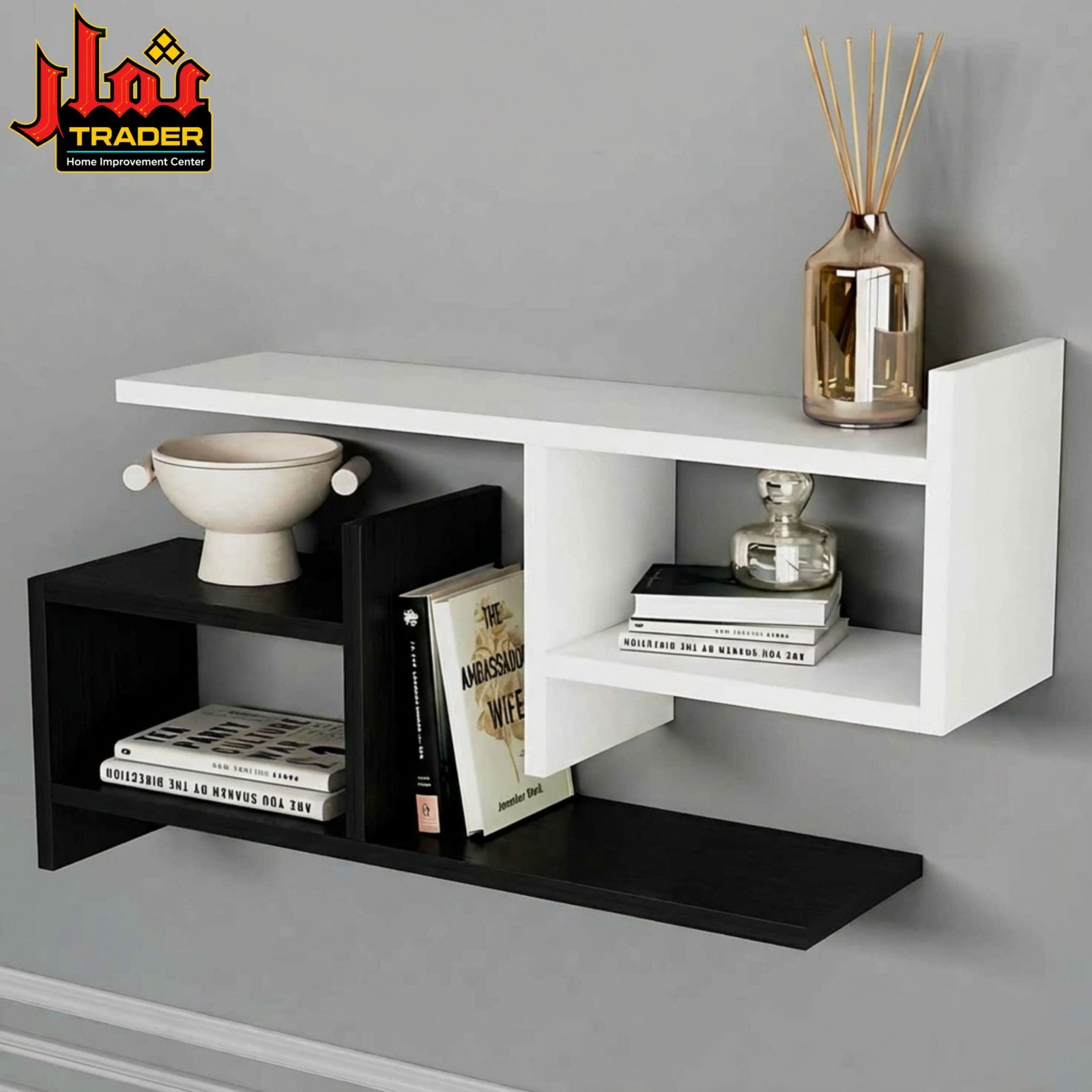 Modern Wooden Wall Shelf with Multiple Open Compartments | Floating Display Shelf & Wall Rack Pakistan - Image 2