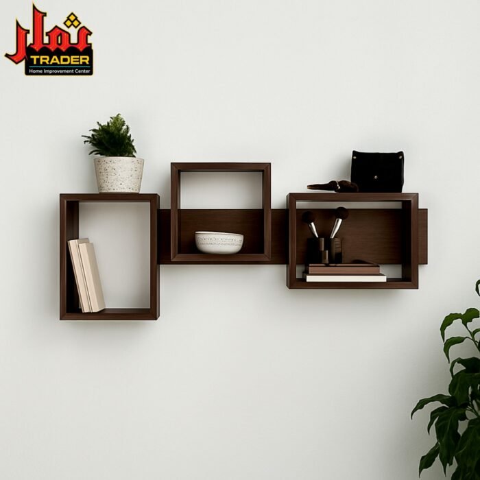 Modern White & Beige Wall Shelves Set | Decorative Floating Wall Rack for Home & Office