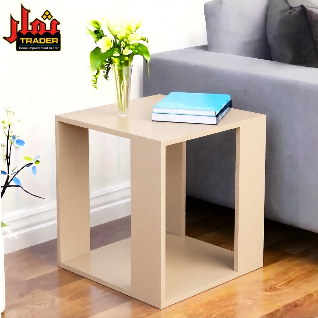 Dark Brown Wooden Side Table | Modern Square End Table with Open Shelf - Image 3