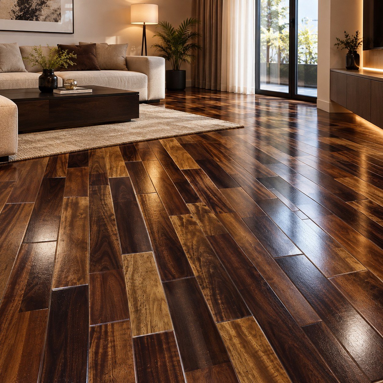 Premium 3-Strip Wood Flooring – Rich Brown Natural Finish - Image 2