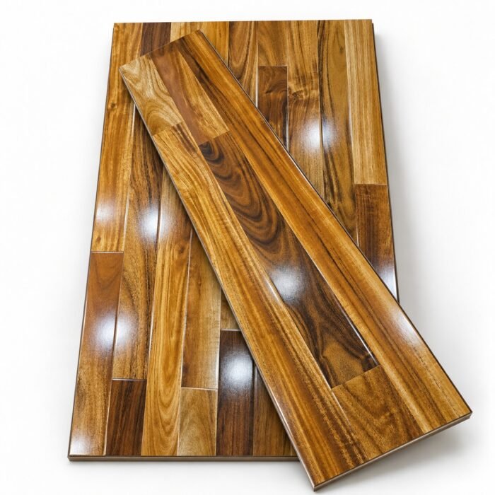 Premium 3-Strip Wood Flooring – Golden Brown Finish