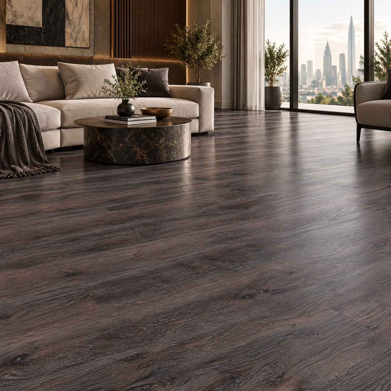 Dark Brown Wood Panel – Natural Rustic Finish - Image 2