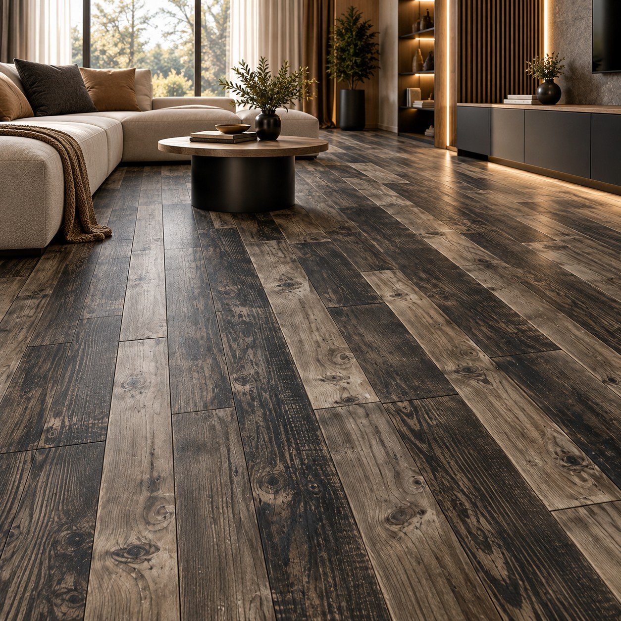 Premium Rustic Dark Wood Flooring – Distressed Natural Wood Finish - Image 2