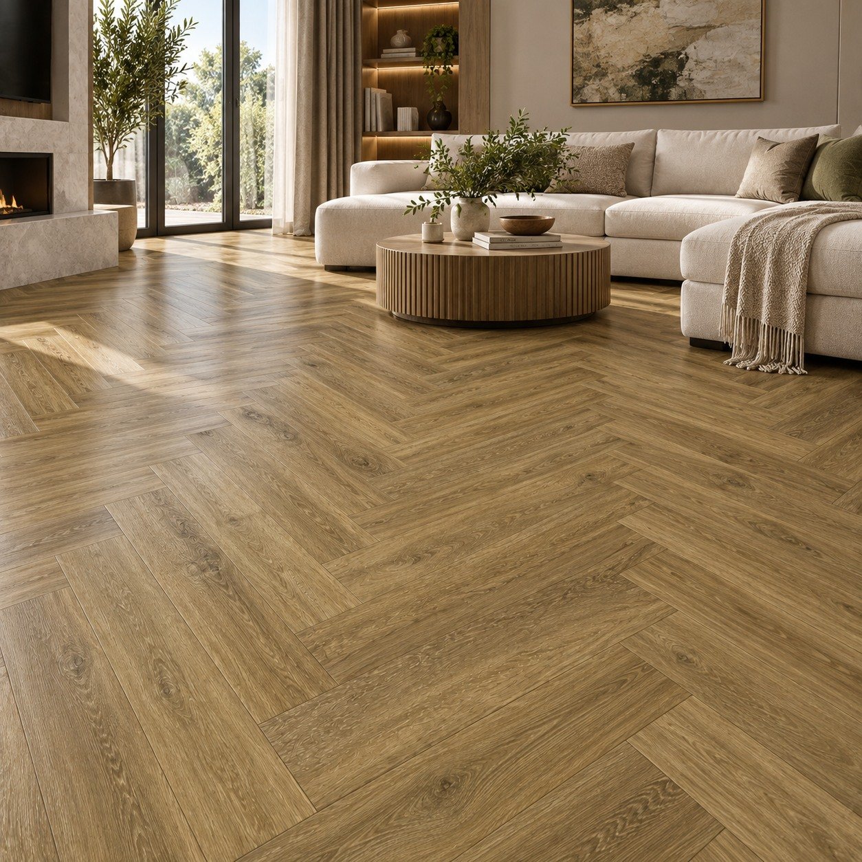 Golden Oak Herringbone Wood Flooring Lahore | SAMMAR - Image 2