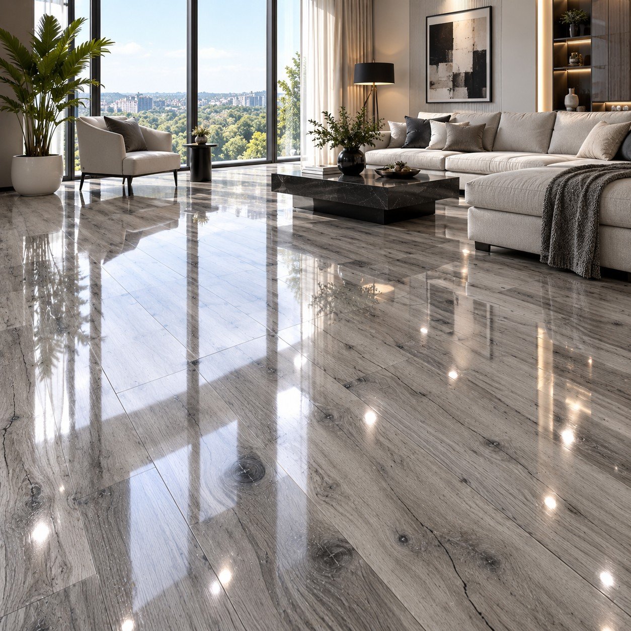 High Gloss rustic Grey Wood Flooring Lahore | SAMMAR - Image 2