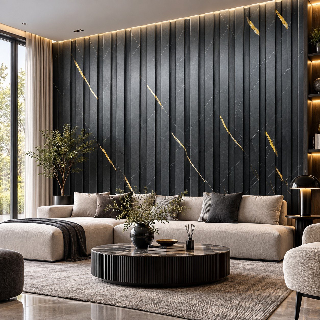 Black Marble Fluted Wall Panel Lahore | SAMMAR - Image 2