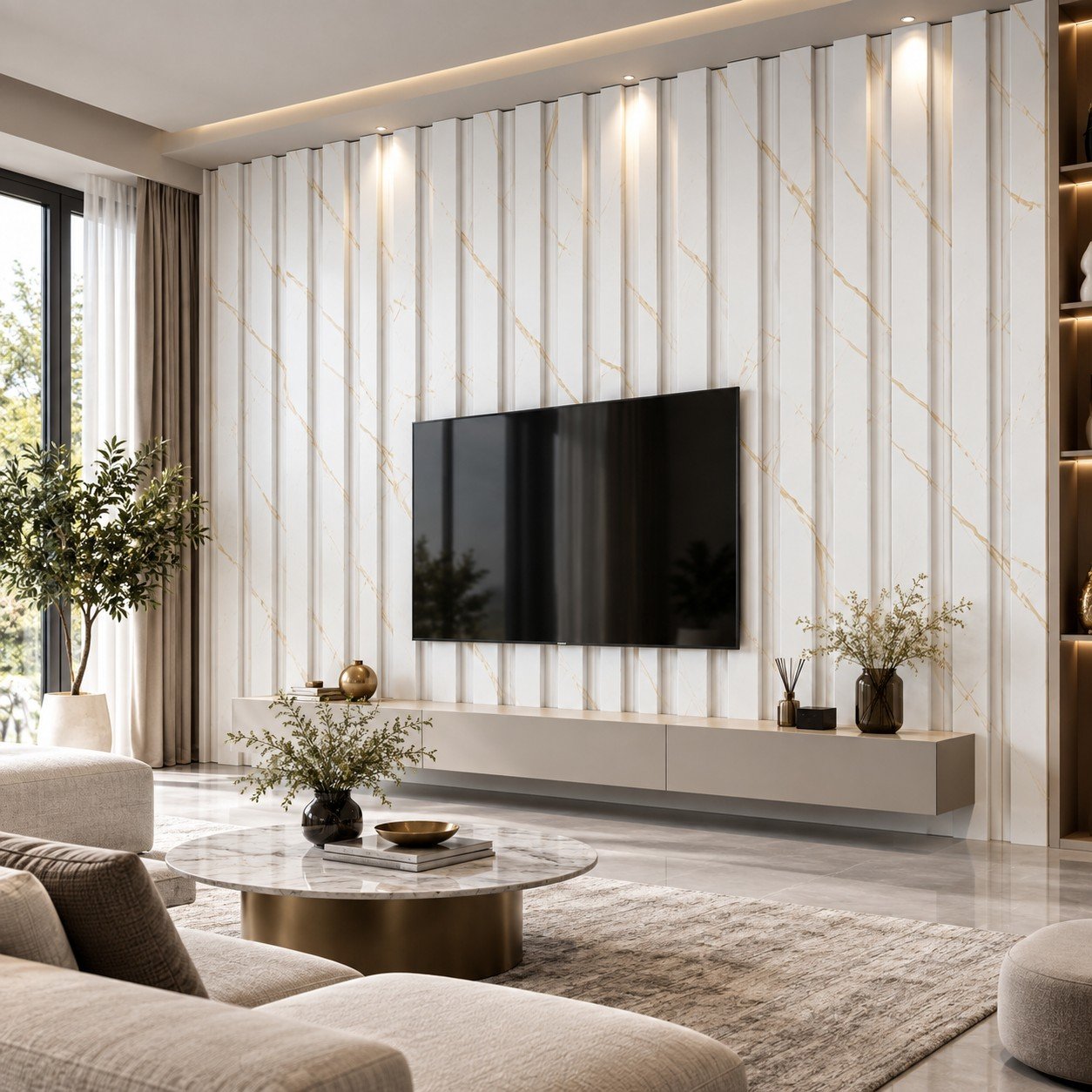 White Marble Fluted Wall Panel Lahore | SAMMAR - Image 2