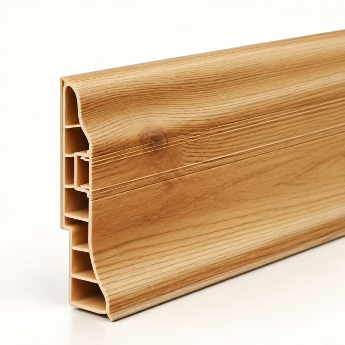Natural Oak Wood Finish PVC Wall Skirting – Premium Wood Grain Floor Skirting Profile